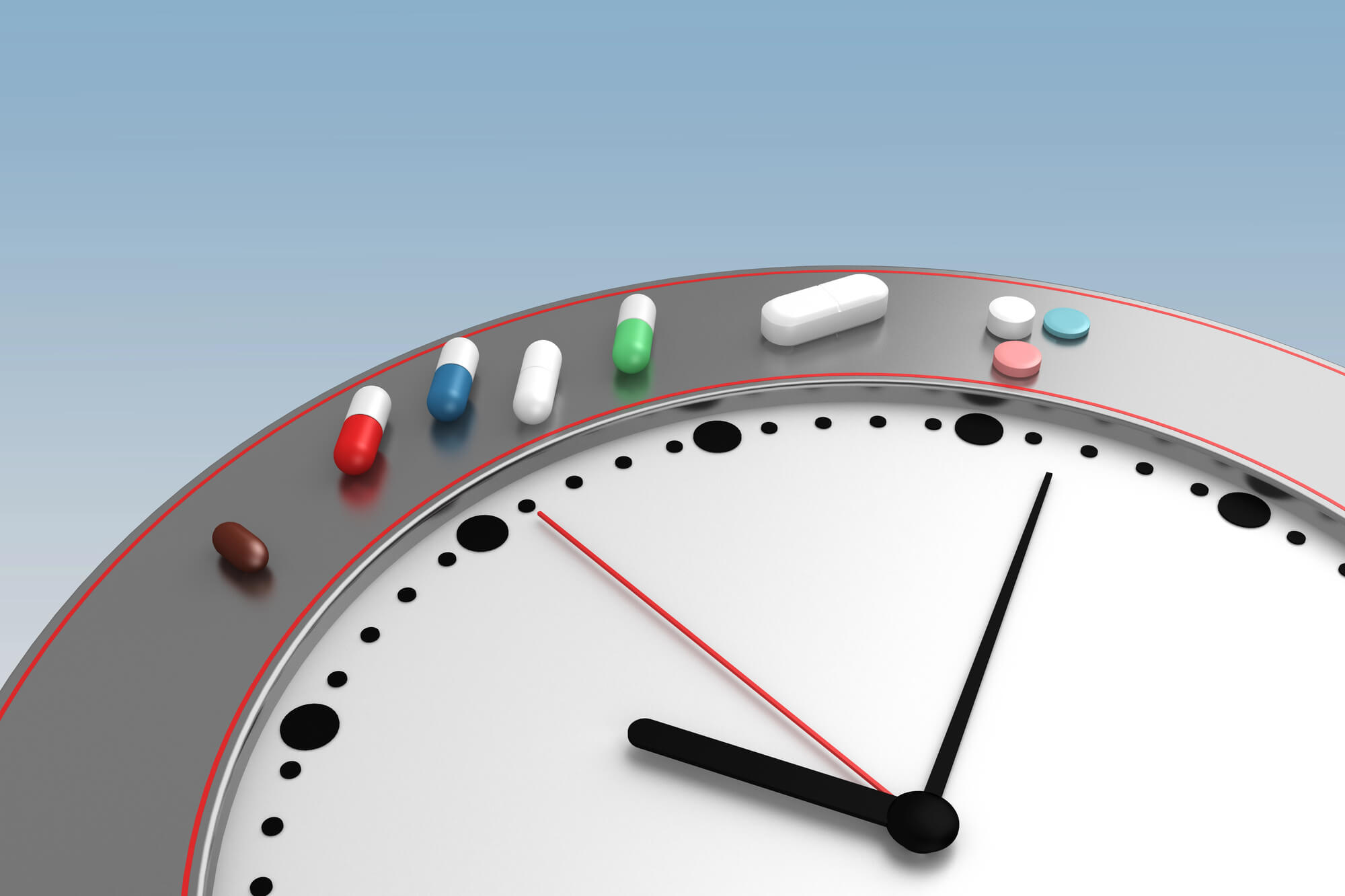 Clock image with medications around it
