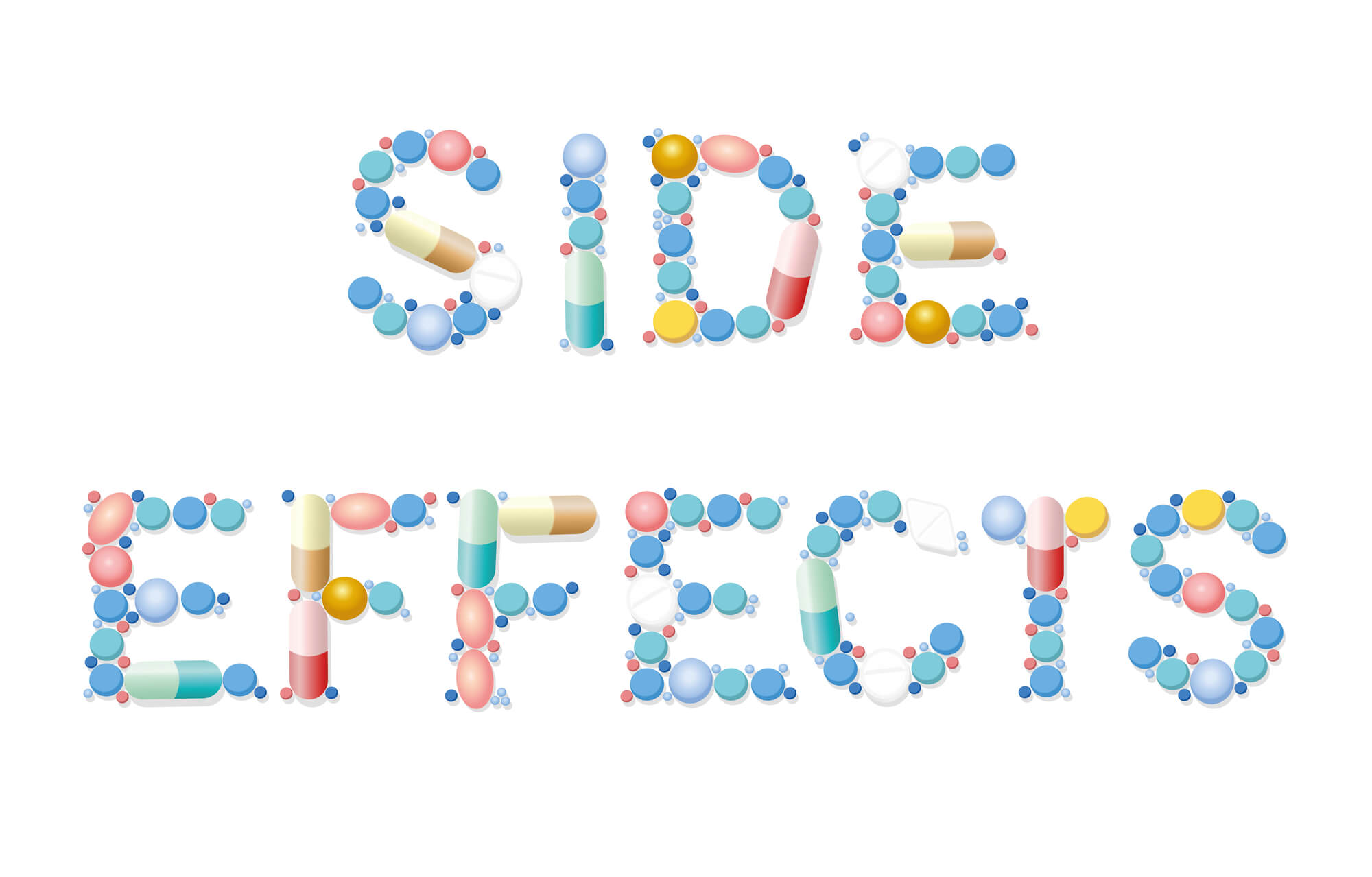 Side Effects spelled out using tablets and capsules